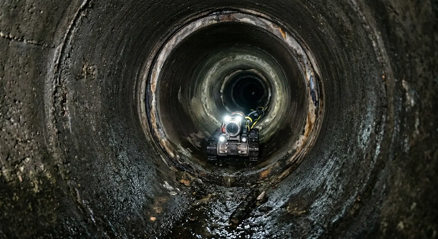 Robotic sewer camera inspecting pipe interior for Drain Snake Service in Sharon Hill